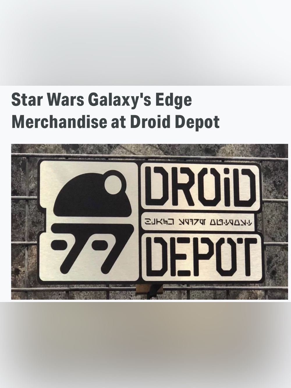 Disneyland Star Wars Galaxy Edge Droid Depot Sign Plaque.Rare!
